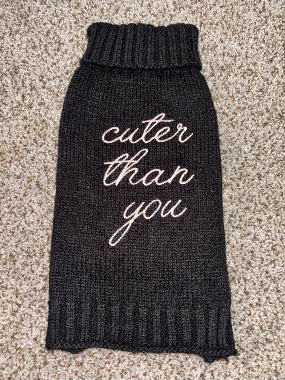 Cuter Than You Black Knit Dog Sweater